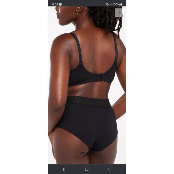 New Large Savage X Fenty Black Caviar Cotton Essential Lace Trim Shortie Panties - Picture 2 of 9